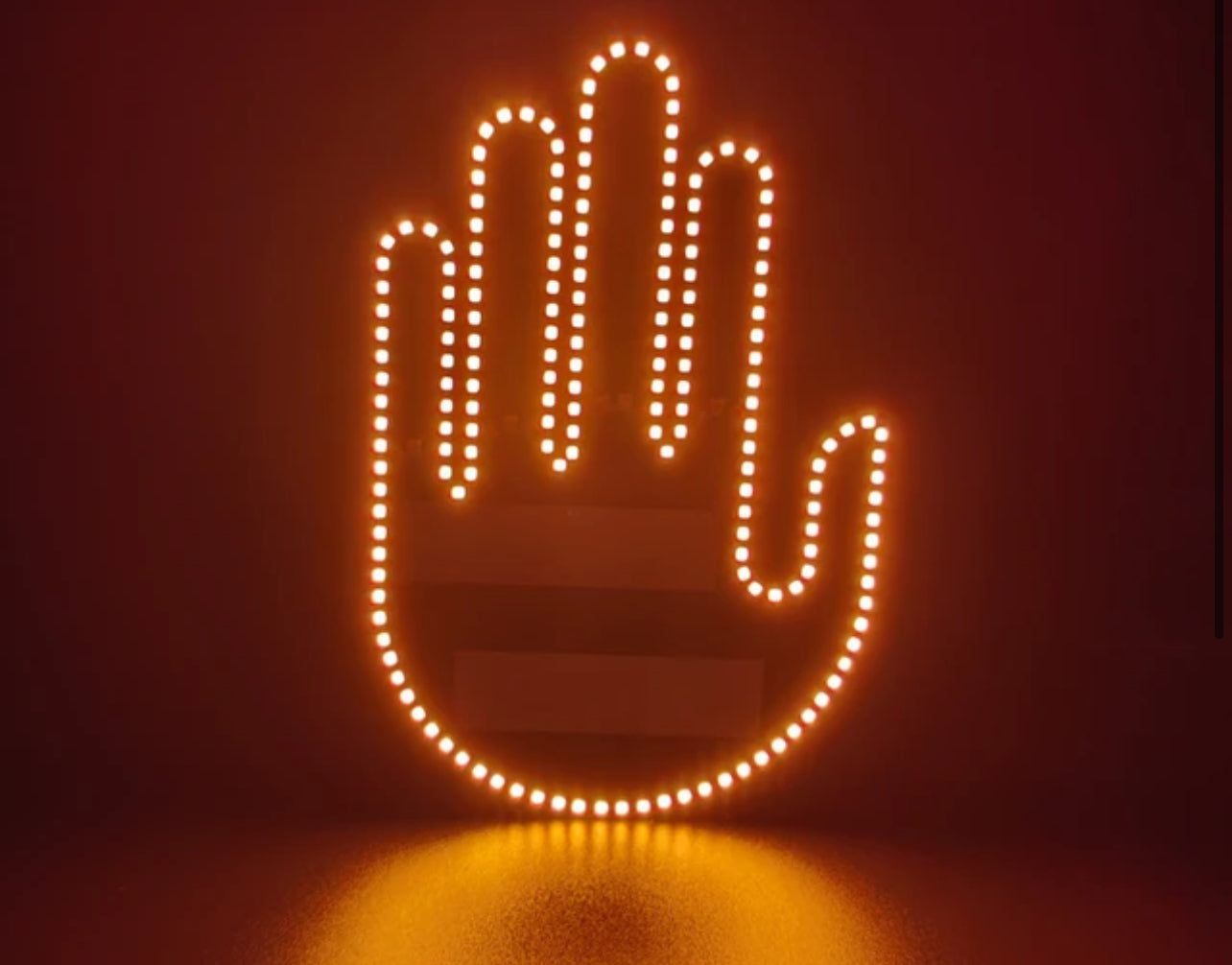 Funny Car Finger Light with Remote, Road Rage Signs Middle Finger Gesture Light，Auto Amber Middle Finger Warning Brake Light