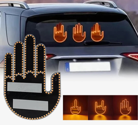 Funny Car Finger Light with Remote, Road Rage Signs Middle Finger Gesture Light，Auto Amber Middle Finger Warning Brake Light