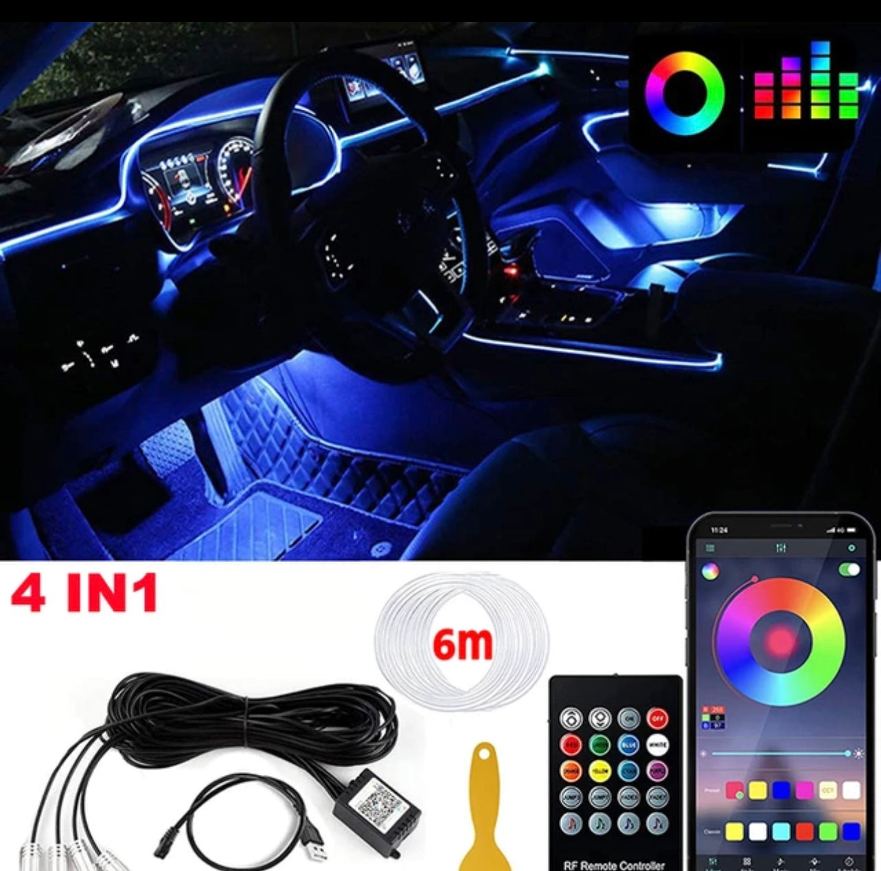 Led Car Interior Ambient Strip Lights