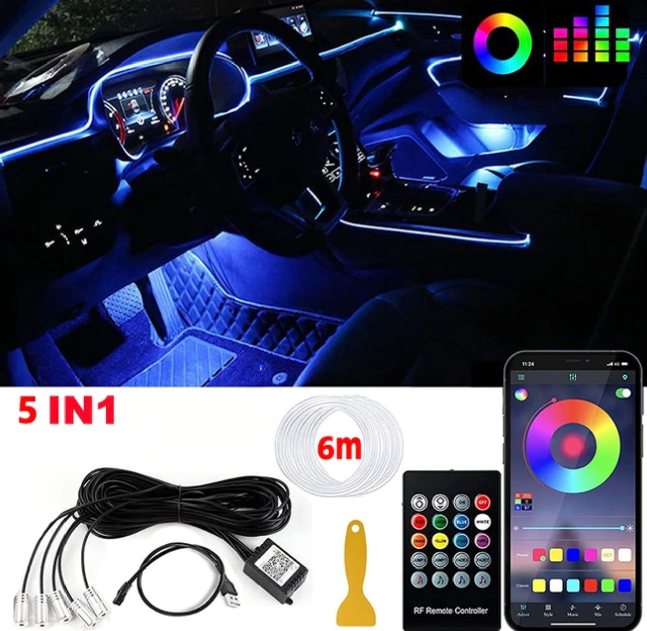 Led Car Interior Ambient Strip Lights