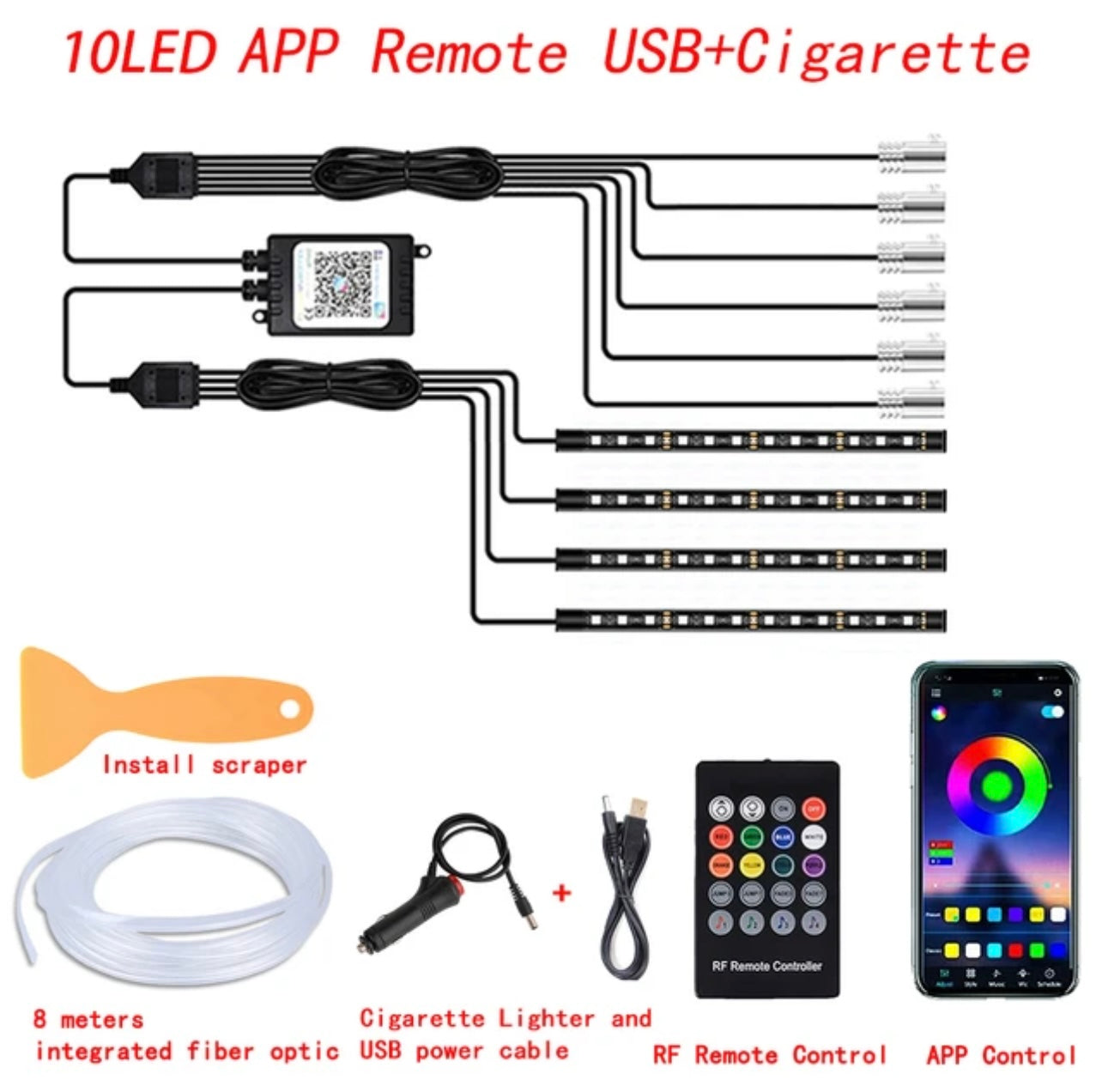 Led Car Interior Ambient Strip Lights