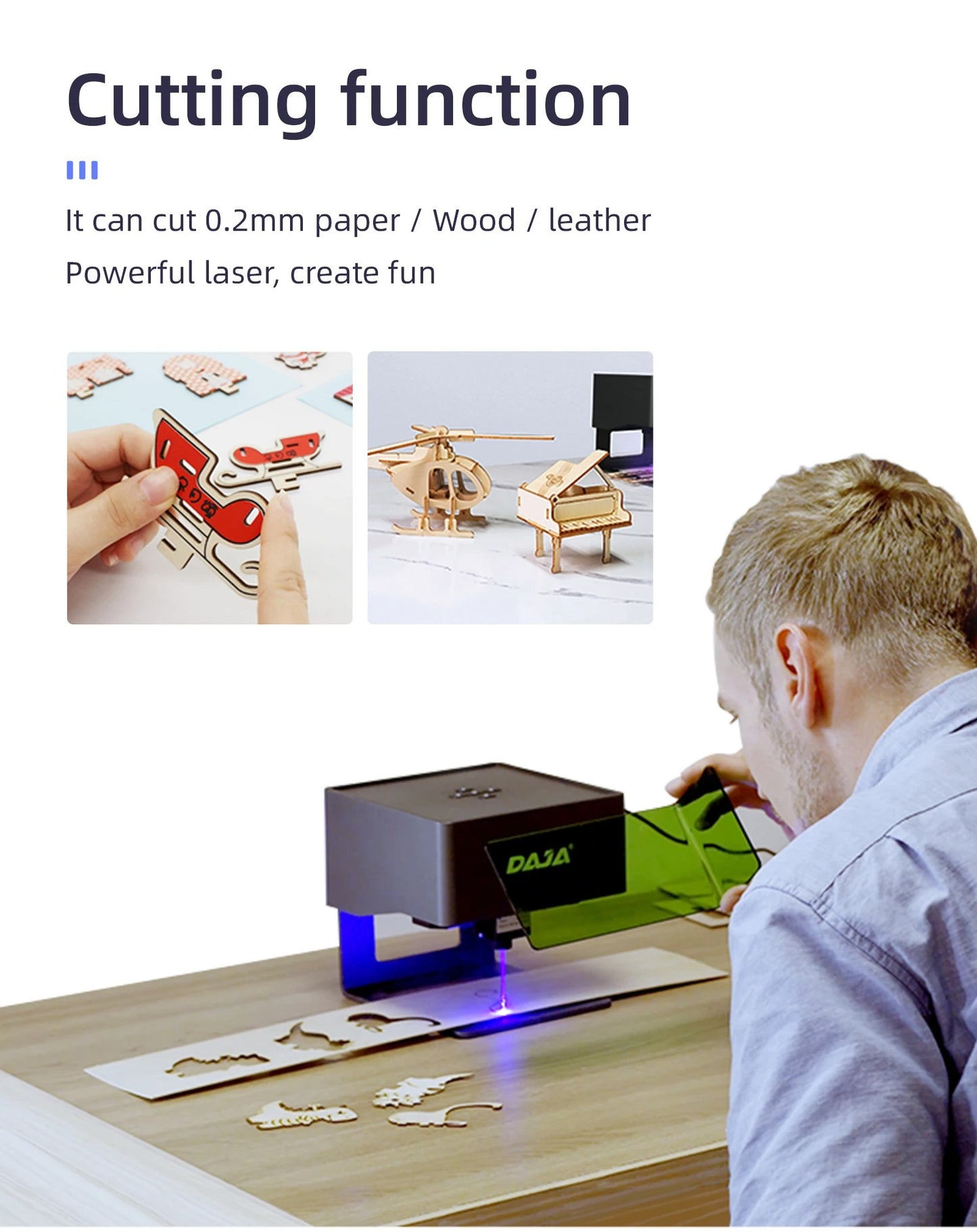 Laser Engraving Machine 3000mw Fast Mini Logo Mark Printer Cutter Woodworking Wood & Plastic