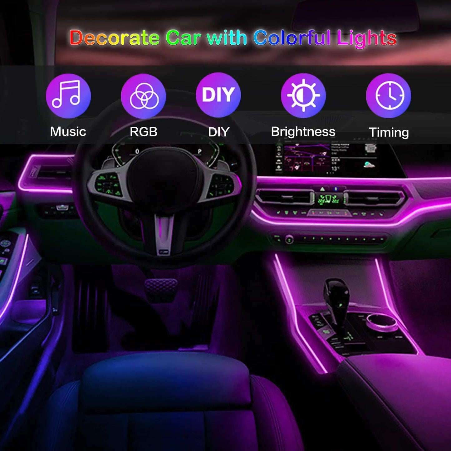 Led Car Interior Ambient Strip Lights