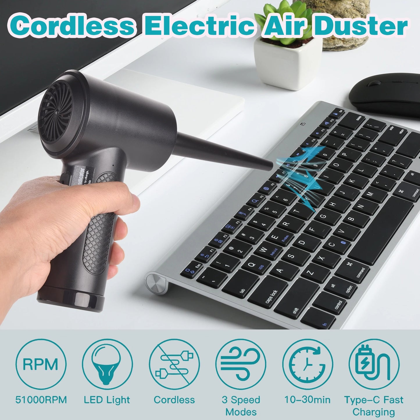 Portable Cordless Air Duster with LED Light