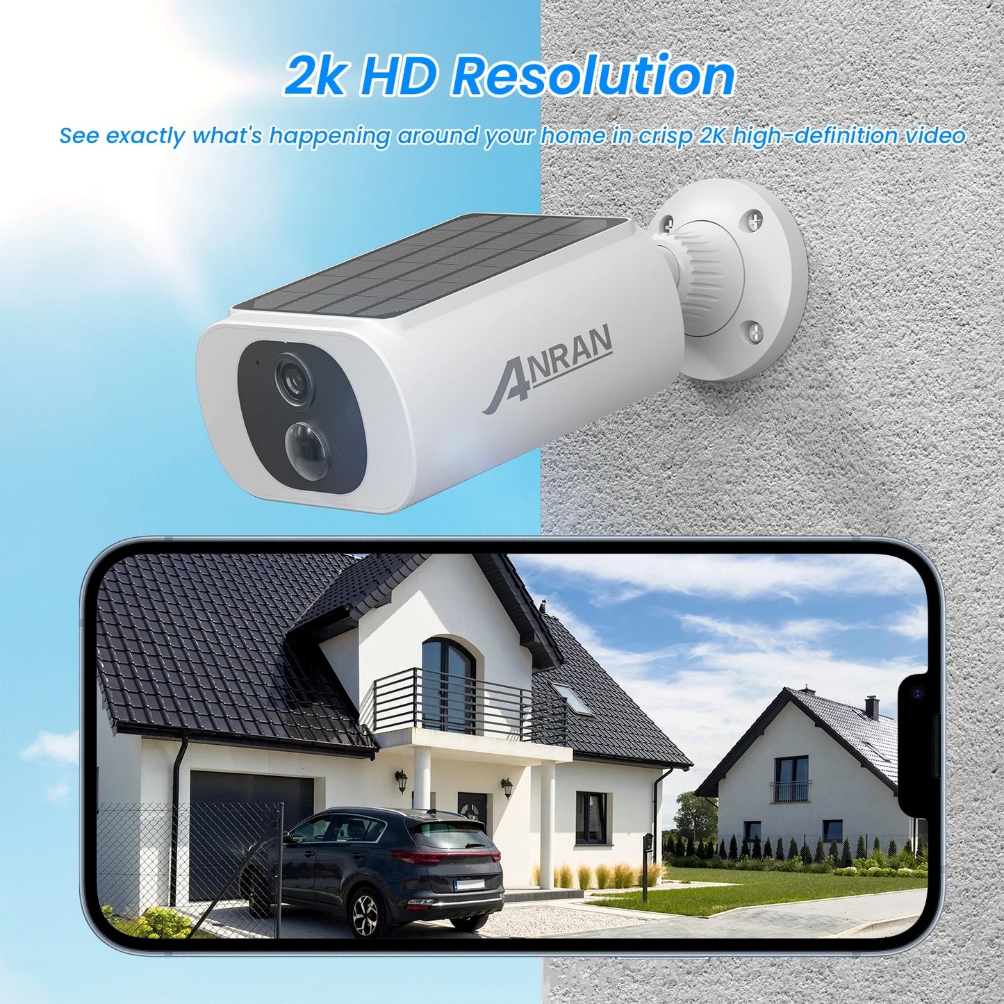 ANRAN 2K Wireless Solar Camera Outdoor Surveillance